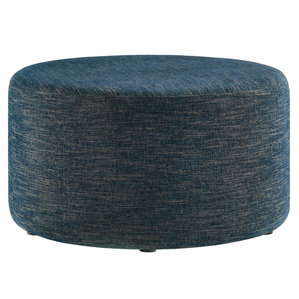 Modway Furniture Callum Large 29" Round Upholstered Ottoman - Versatile Accent Piece for Modern Living Spaces Heathered Weave Azure EEI-6647-HEA