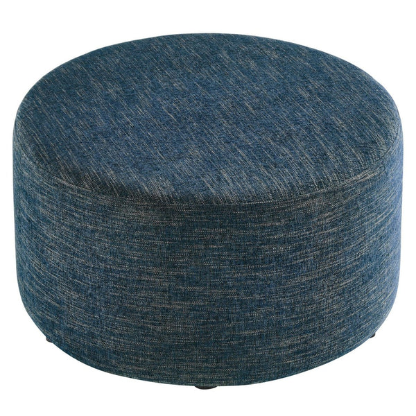Modway Furniture Callum Large 29" Round Upholstered Ottoman - Versatile Accent Piece for Modern Living Spaces Heathered Weave Azure EEI-6647-HEA