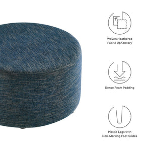 Modway Furniture Callum Large 29" Round Upholstered Ottoman - Versatile Accent Piece for Modern Living Spaces Heathered Weave Azure EEI-6647-HEA