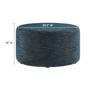 Modway Furniture Callum Large 29" Round Upholstered Ottoman - Versatile Accent Piece for Modern Living Spaces Heathered Weave Azure EEI-6647-HEA