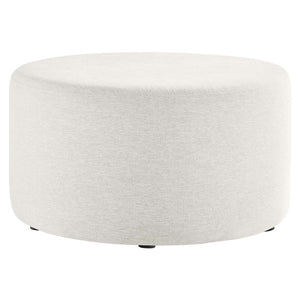 Modway Furniture Callum Large 29" Round Upholstered Ottoman - Versatile Accent Piece for Modern Living Spaces Heathered Weave Ivory EEI-6647-HEI