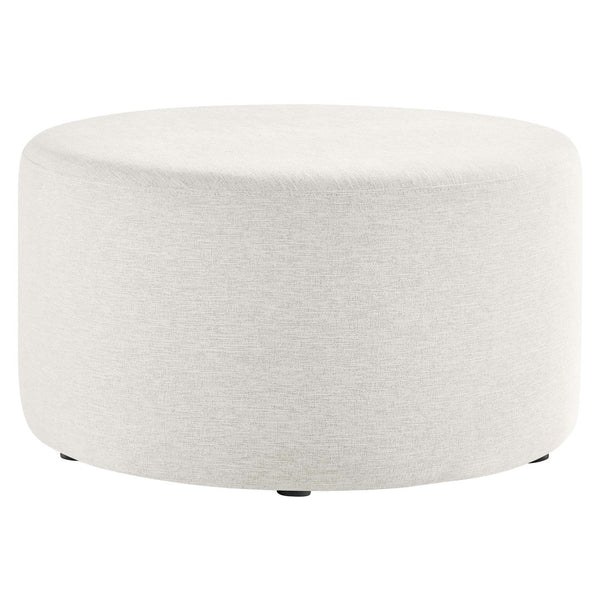 Modway Furniture Callum Large 29" Round Upholstered Ottoman - Versatile Accent Piece for Modern Living Spaces Heathered Weave Ivory EEI-6647-HEI