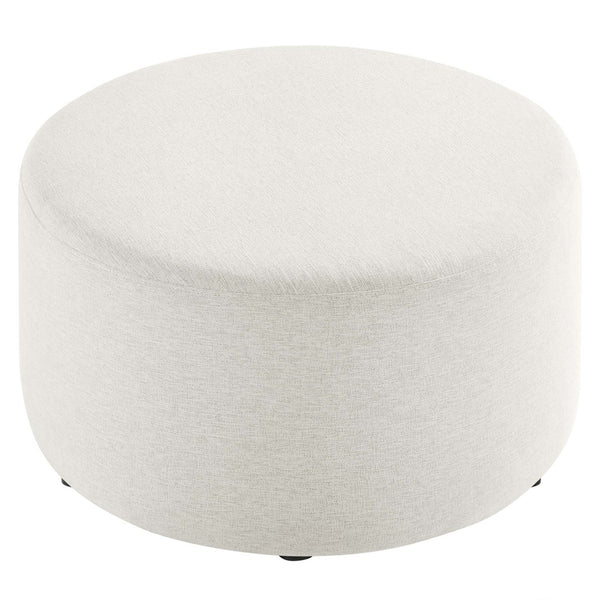Modway Furniture Callum Large 29" Round Upholstered Ottoman - Versatile Accent Piece for Modern Living Spaces Heathered Weave Ivory EEI-6647-HEI