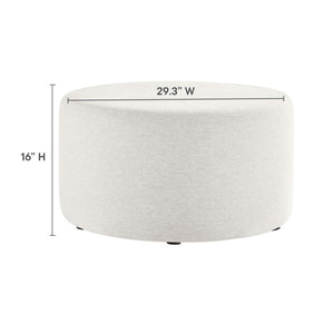 Modway Furniture Callum Large 29" Round Upholstered Ottoman - Versatile Accent Piece for Modern Living Spaces Heathered Weave Ivory EEI-6647-HEI