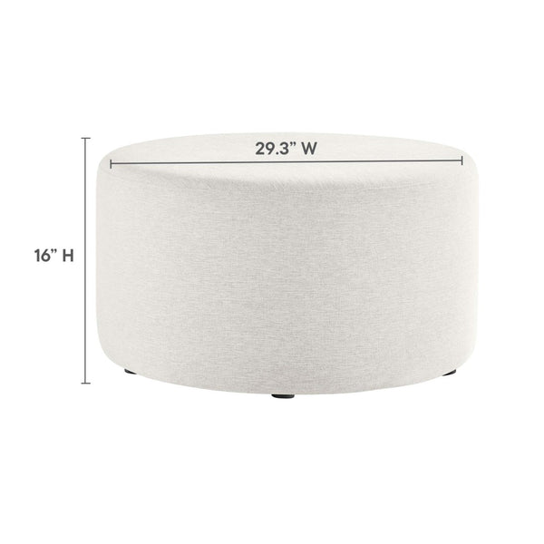 Modway Furniture Callum Large 29" Round Upholstered Ottoman - Versatile Accent Piece for Modern Living Spaces Heathered Weave Ivory EEI-6647-HEI
