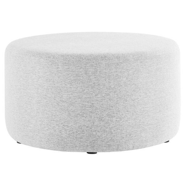 Modway Furniture Callum Large 29" Round Upholstered Ottoman - Versatile Accent Piece for Modern Living Spaces Heathered Weave Light Gray EEI-6647-HLG
