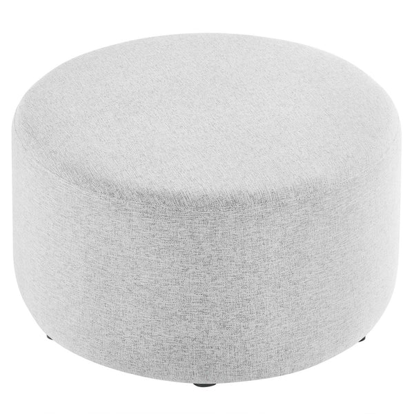 Modway Furniture Callum Large 29" Round Upholstered Ottoman - Versatile Accent Piece for Modern Living Spaces Heathered Weave Light Gray EEI-6647-HLG