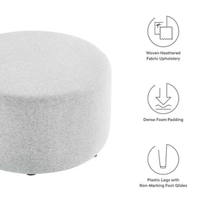 Modway Furniture Callum Large 29" Round Upholstered Ottoman - Versatile Accent Piece for Modern Living Spaces Heathered Weave Light Gray EEI-6647-HLG