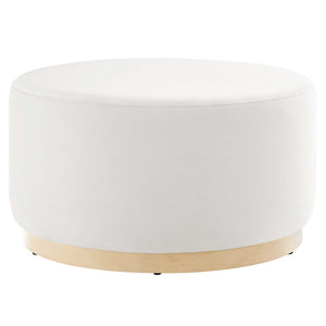 Modway Furniture Tilden Large 29" Round Performance Velvet Ottoman - Stylish, Durable, and Versatile for Modern Spaces Alabaster Natural EEI-6648-ALA-NAT