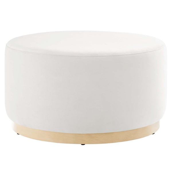 Modway Furniture Tilden Large 29" Round Performance Velvet Ottoman - Stylish, Durable, and Versatile for Modern Spaces Alabaster Natural EEI-6648-ALA-NAT