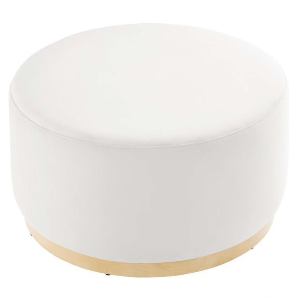Modway Furniture Tilden Large 29" Round Performance Velvet Ottoman - Stylish, Durable, and Versatile for Modern Spaces Alabaster Natural EEI-6648-ALA-NAT