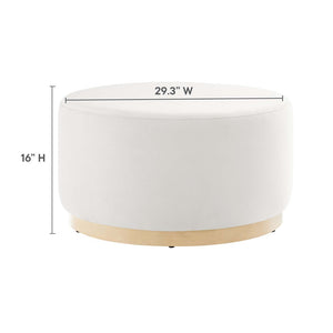 Modway Furniture Tilden Large 29" Round Performance Velvet Ottoman - Stylish, Durable, and Versatile for Modern Spaces Alabaster Natural EEI-6648-ALA-NAT