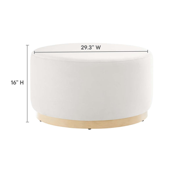Modway Furniture Tilden Large 29" Round Performance Velvet Ottoman - Stylish, Durable, and Versatile for Modern Spaces Alabaster Natural EEI-6648-ALA-NAT