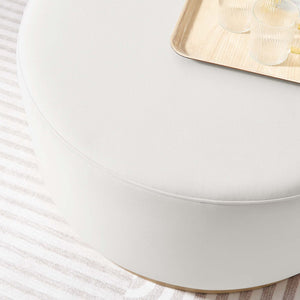 Modway Furniture Tilden Large 29" Round Performance Velvet Ottoman - Stylish, Durable, and Versatile for Modern Spaces Alabaster Natural EEI-6648-ALA-NAT