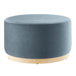 Modway Furniture Tilden Large 29" Round Performance Velvet Ottoman - Stylish, Durable, and Versatile for Modern Spaces Cadet Blue Natural EEI-6648-CAB-NAT