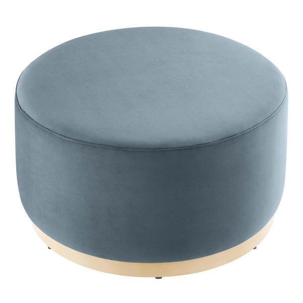 Modway Furniture Tilden Large 29" Round Performance Velvet Ottoman - Stylish, Durable, and Versatile for Modern Spaces Cadet Blue Natural EEI-6648-CAB-NAT
