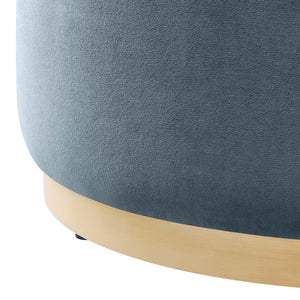 Modway Furniture Tilden Large 29" Round Performance Velvet Ottoman - Stylish, Durable, and Versatile for Modern Spaces Cadet Blue Natural EEI-6648-CAB-NAT