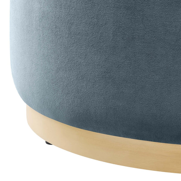 Modway Furniture Tilden Large 29" Round Performance Velvet Ottoman - Stylish, Durable, and Versatile for Modern Spaces Cadet Blue Natural EEI-6648-CAB-NAT