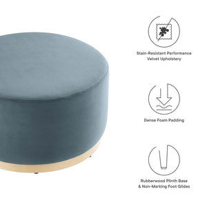 Modway Furniture Tilden Large 29" Round Performance Velvet Ottoman - Stylish, Durable, and Versatile for Modern Spaces Cadet Blue Natural EEI-6648-CAB-NAT