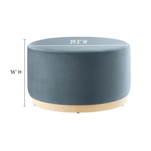 Modway Furniture Tilden Large 29" Round Performance Velvet Ottoman - Stylish, Durable, and Versatile for Modern Spaces Cadet Blue Natural EEI-6648-CAB-NAT