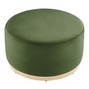 Modway Furniture Tilden Large 29" Round Performance Velvet Ottoman - Stylish, Durable, and Versatile for Modern Spaces Moss Green Natural EEI-6648-MOG-NAT