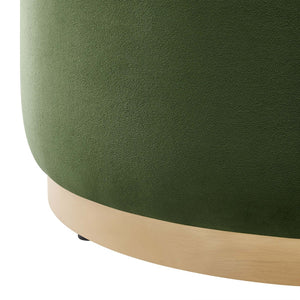 Modway Furniture Tilden Large 29" Round Performance Velvet Ottoman - Stylish, Durable, and Versatile for Modern Spaces Moss Green Natural EEI-6648-MOG-NAT