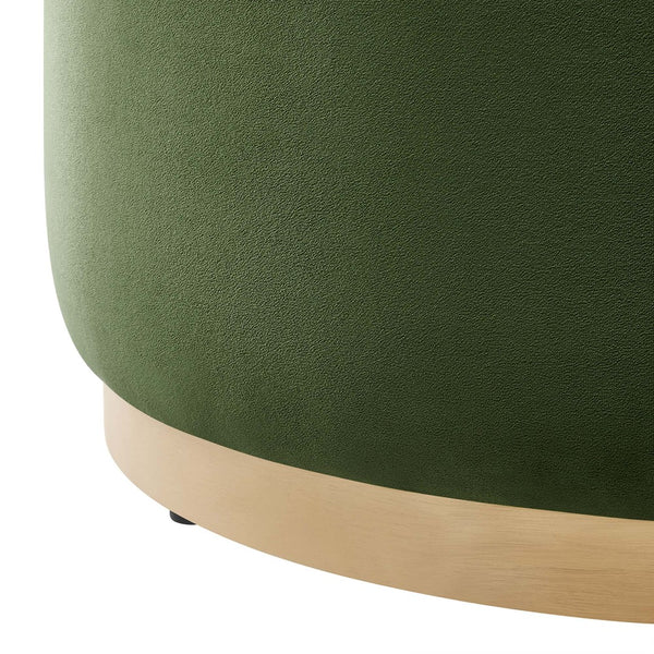 Modway Furniture Tilden Large 29" Round Performance Velvet Ottoman - Stylish, Durable, and Versatile for Modern Spaces Moss Green Natural EEI-6648-MOG-NAT
