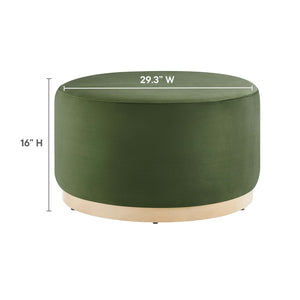 Modway Furniture Tilden Large 29" Round Performance Velvet Ottoman - Stylish, Durable, and Versatile for Modern Spaces Moss Green Natural EEI-6648-MOG-NAT