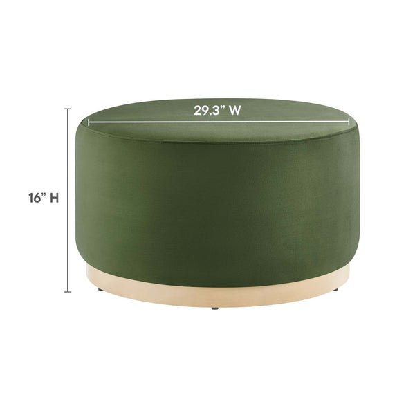 Modway Furniture Tilden Large 29" Round Performance Velvet Ottoman - Stylish, Durable, and Versatile for Modern Spaces Moss Green Natural EEI-6648-MOG-NAT