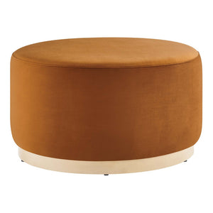 Modway Furniture Tilden Large 29" Round Performance Velvet Ottoman - Stylish, Durable, and Versatile for Modern Spaces Rust Natural EEI-6648-RUS-NAT