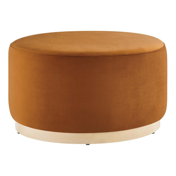Modway Furniture Tilden Large 29" Round Performance Velvet Ottoman - Stylish, Durable, and Versatile for Modern Spaces Rust Natural EEI-6648-RUS-NAT