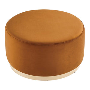 Modway Furniture Tilden Large 29" Round Performance Velvet Ottoman - Stylish, Durable, and Versatile for Modern Spaces Rust Natural EEI-6648-RUS-NAT
