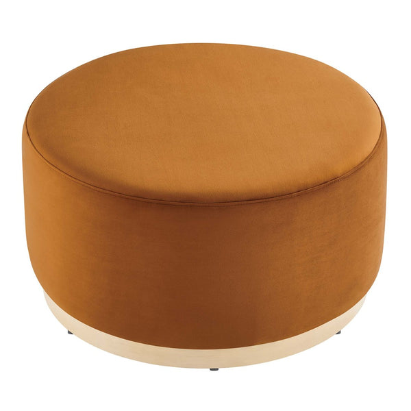 Modway Furniture Tilden Large 29" Round Performance Velvet Ottoman - Stylish, Durable, and Versatile for Modern Spaces Rust Natural EEI-6648-RUS-NAT