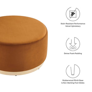 Modway Furniture Tilden Large 29" Round Performance Velvet Ottoman - Stylish, Durable, and Versatile for Modern Spaces Rust Natural EEI-6648-RUS-NAT