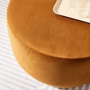 Modway Furniture Tilden Large 29" Round Performance Velvet Ottoman - Stylish, Durable, and Versatile for Modern Spaces Rust Natural EEI-6648-RUS-NAT