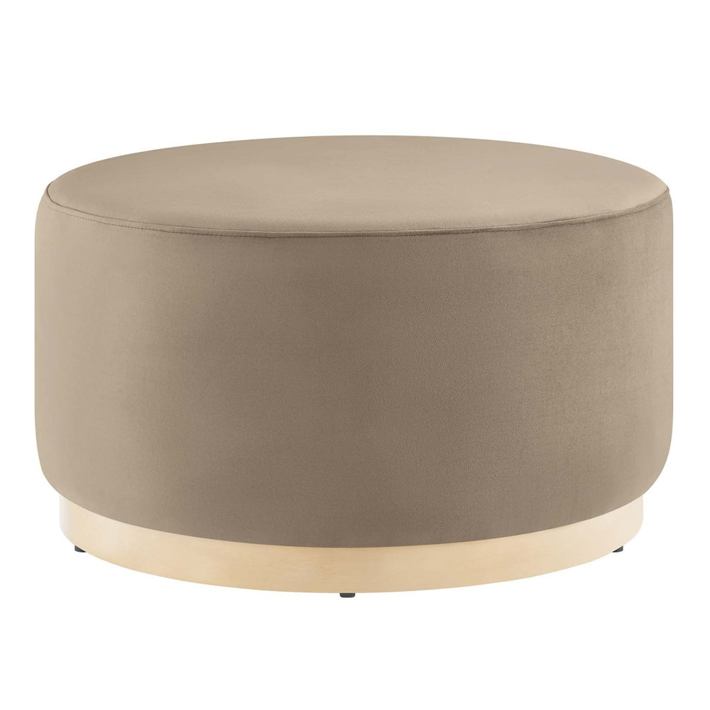 Modway Furniture Tilden Large 29" Round Performance Velvet Ottoman - Stylish, Durable, and Versatile for Modern Spaces Taupe Natural EEI-6648-TAU-NAT