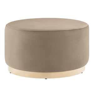 Modway Furniture Tilden Large 29" Round Performance Velvet Ottoman - Stylish, Durable, and Versatile for Modern Spaces Taupe Natural EEI-6648-TAU-NAT