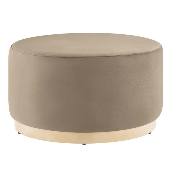 Modway Furniture Tilden Large 29" Round Performance Velvet Ottoman - Stylish, Durable, and Versatile for Modern Spaces Taupe Natural EEI-6648-TAU-NAT