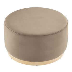 Modway Furniture Tilden Large 29" Round Performance Velvet Ottoman - Stylish, Durable, and Versatile for Modern Spaces Taupe Natural EEI-6648-TAU-NAT