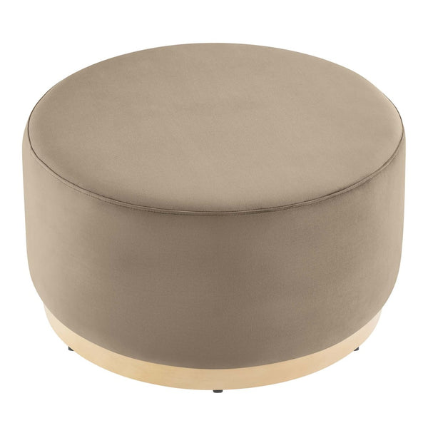 Modway Furniture Tilden Large 29" Round Performance Velvet Ottoman - Stylish, Durable, and Versatile for Modern Spaces Taupe Natural EEI-6648-TAU-NAT