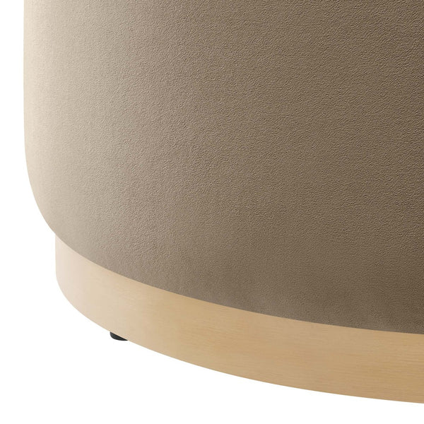 Modway Furniture Tilden Large 29" Round Performance Velvet Ottoman - Stylish, Durable, and Versatile for Modern Spaces Taupe Natural EEI-6648-TAU-NAT