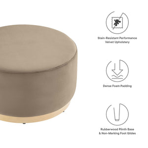 Modway Furniture Tilden Large 29" Round Performance Velvet Ottoman - Stylish, Durable, and Versatile for Modern Spaces Taupe Natural EEI-6648-TAU-NAT