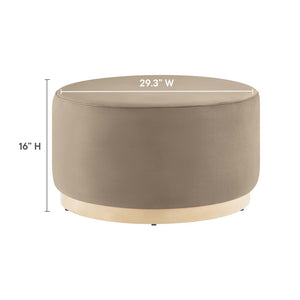 Modway Furniture Tilden Large 29" Round Performance Velvet Ottoman - Stylish, Durable, and Versatile for Modern Spaces Taupe Natural EEI-6648-TAU-NAT