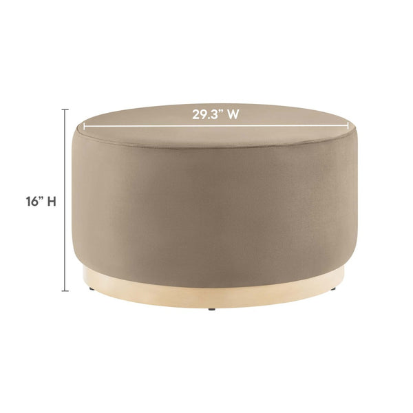 Modway Furniture Tilden Large 29" Round Performance Velvet Ottoman - Stylish, Durable, and Versatile for Modern Spaces Taupe Natural EEI-6648-TAU-NAT