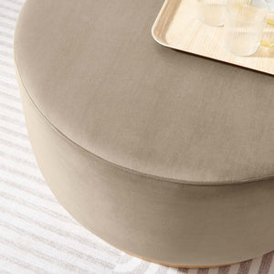 Modway Furniture Tilden Large 29" Round Performance Velvet Ottoman - Stylish, Durable, and Versatile for Modern Spaces Taupe Natural EEI-6648-TAU-NAT