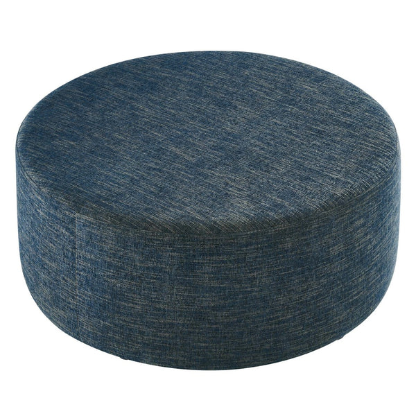 Modway Furniture Callum Large 38" Round Woven Fabric Ottoman - Stylish Multi-Functional Seating for Modern Spaces Heathered Weave Azure EEI-6649-HEA