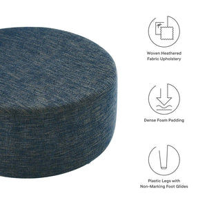Modway Furniture Callum Large 38" Round Woven Fabric Ottoman - Stylish Multi-Functional Seating for Modern Spaces Heathered Weave Azure EEI-6649-HEA