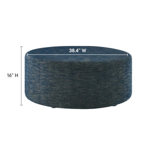Modway Furniture Callum Large 38" Round Woven Fabric Ottoman - Stylish Multi-Functional Seating for Modern Spaces Heathered Weave Azure EEI-6649-HEA