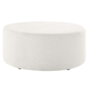 Modway Furniture Callum Large 38" Round Woven Fabric Ottoman - Stylish Multi-Functional Seating for Modern Spaces Heathered Weave Ivory EEI-6649-HEI