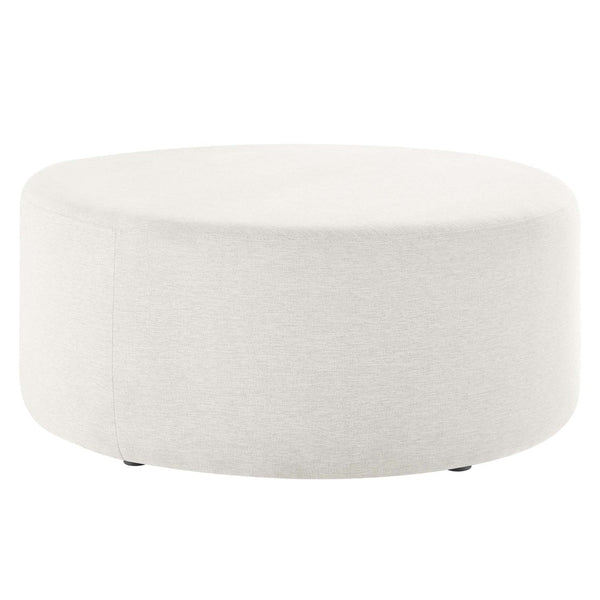 Modway Furniture Callum Large 38" Round Woven Fabric Ottoman - Stylish Multi-Functional Seating for Modern Spaces Heathered Weave Ivory EEI-6649-HEI